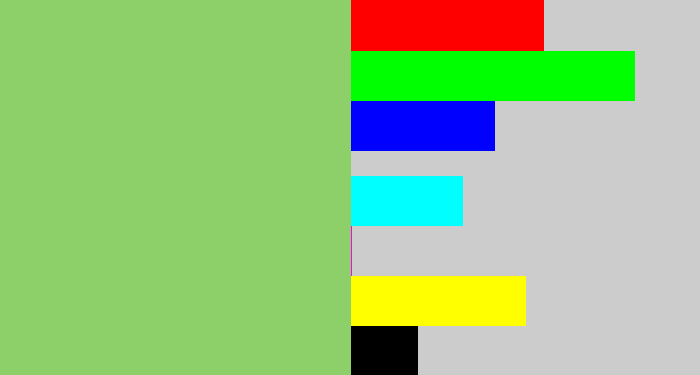 Hex color #8dcf68 - light moss green