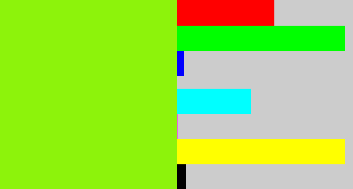 Hex color #8df30b - acid green