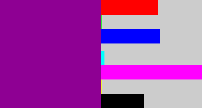 Hex color #8e0093 - barney purple