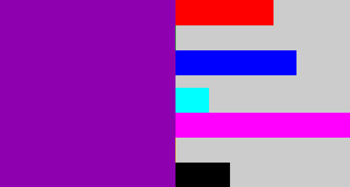 Hex color #8e00af - barney purple