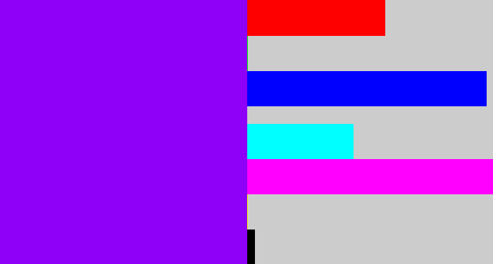 Hex color #8e00f7 - vivid purple