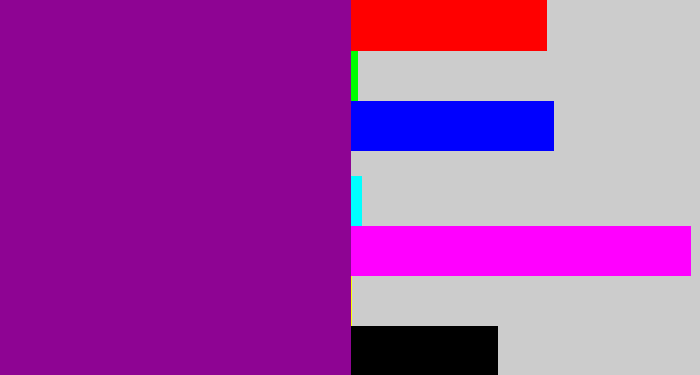 Hex color #8e0493 - barney purple