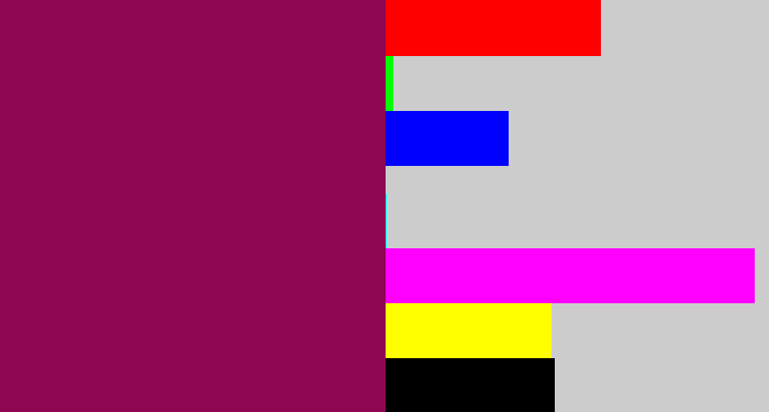 Hex color #8e0551 - reddish purple