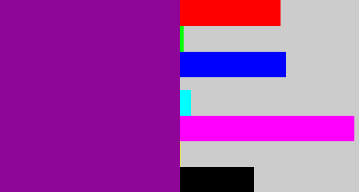 Hex color #8e0597 - barney purple