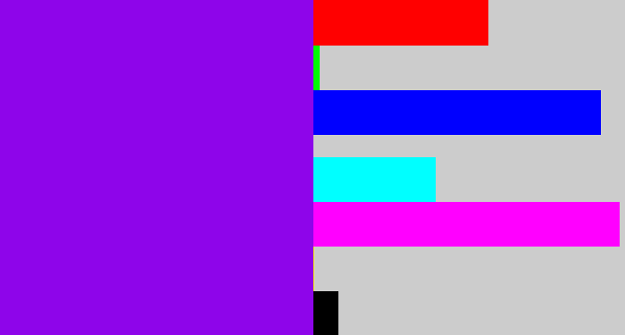 Hex color #8e05ea - violet