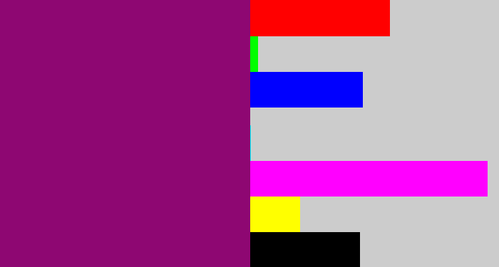 Hex color #8e0772 - red violet