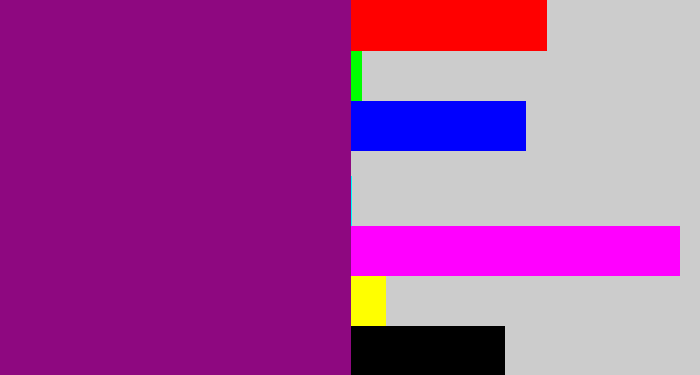 Hex color #8e0880 - red violet