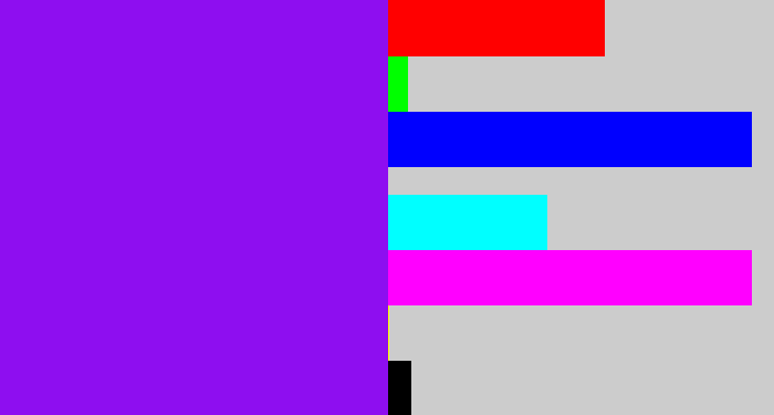 Hex color #8e0ef0 - violet