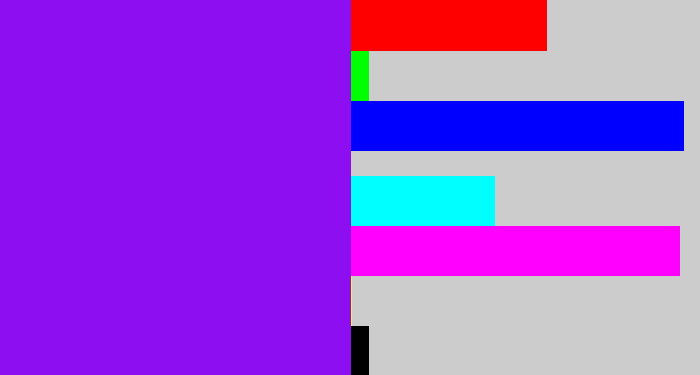 Hex color #8e0ef2 - violet