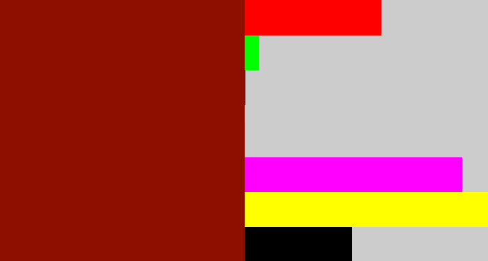 Hex color #8e0f00 - brick red
