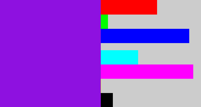 Hex color #8e11e0 - violet