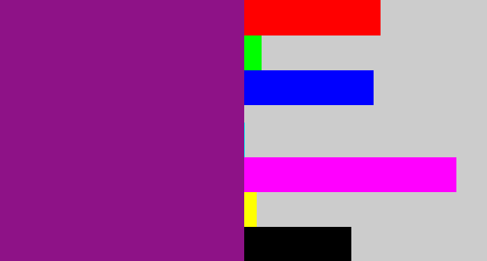 Hex color #8e1287 - barney purple