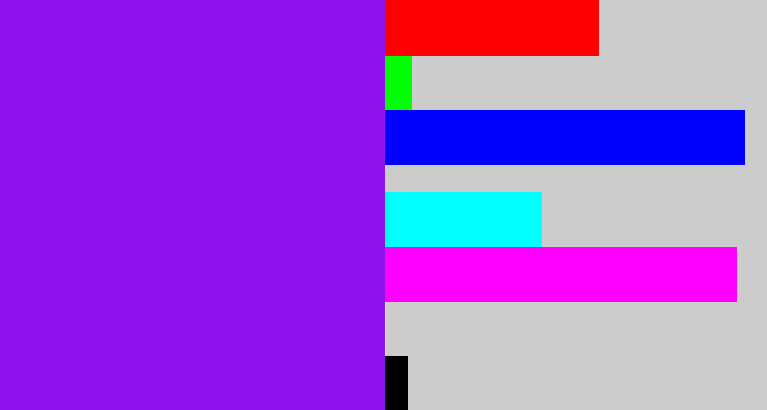 Hex color #8e13f0 - violet