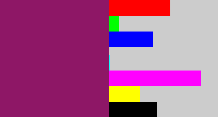 Hex color #8e1766 - reddish purple