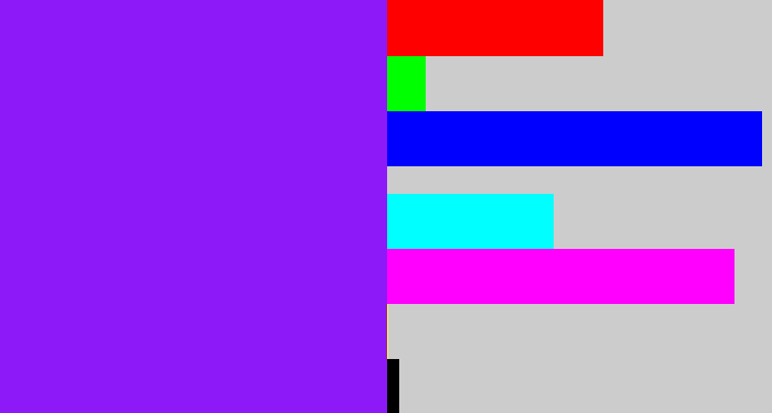 Hex color #8e19f8 - violet