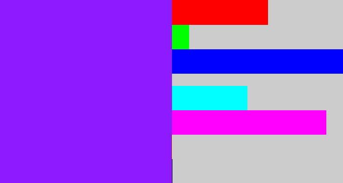 Hex color #8e1aff - violet