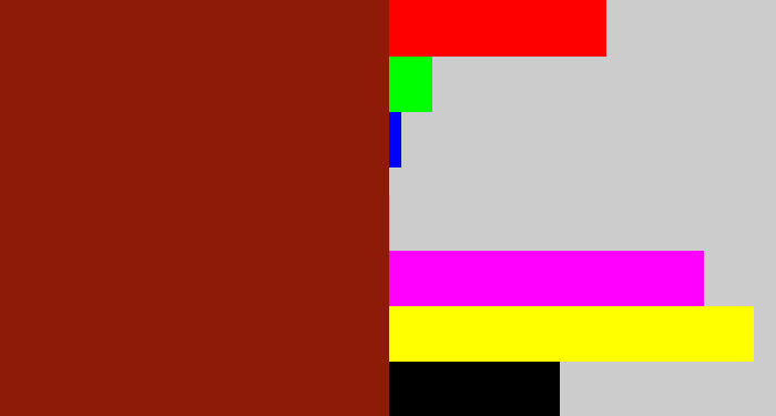 Hex color #8e1b08 - brick red