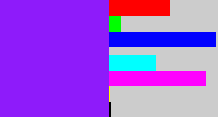 Hex color #8e1bfa - violet