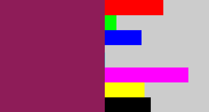 Hex color #8e1c58 - reddish purple