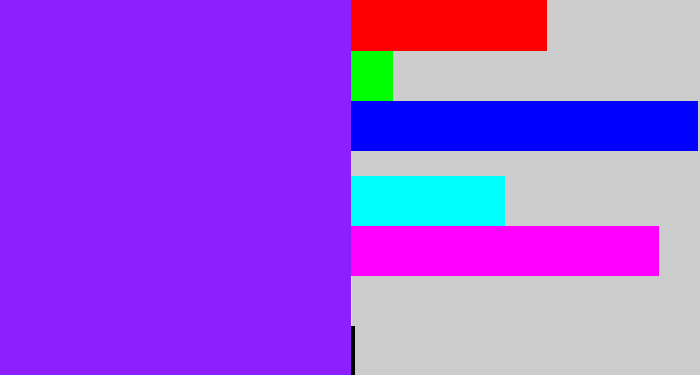 Hex color #8e1efc - violet