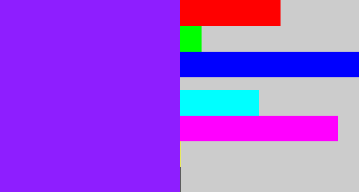 Hex color #8e1eff - electric purple