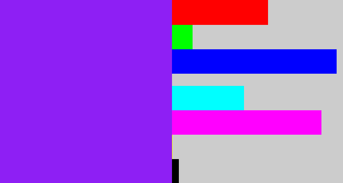 Hex color #8e1ff4 - violet