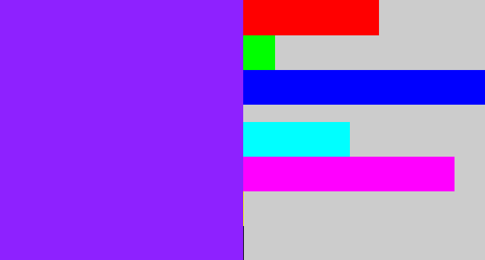 Hex color #8e21ff - electric purple