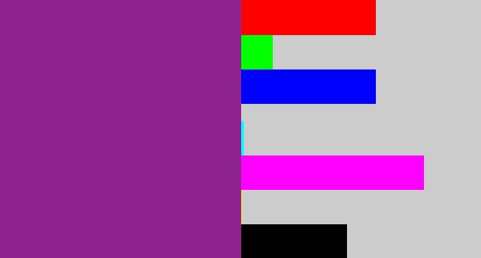 Hex color #8e228f - warm purple