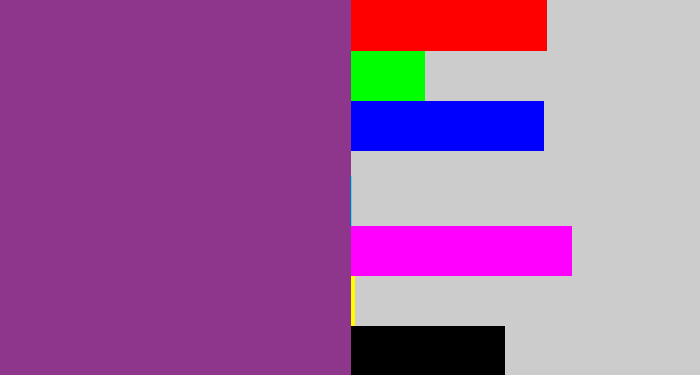 Hex color #8e358c - warm purple
