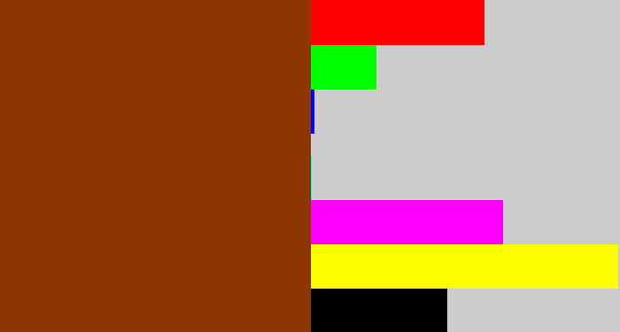 Hex color #8e3602 - rust brown