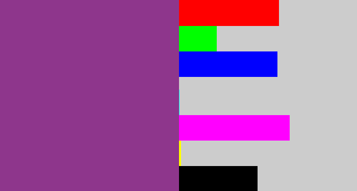 Hex color #8e368c - warm purple