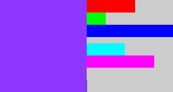 Hex color #8e37ff - electric purple