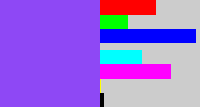 Hex color #8e48f5 - purpley