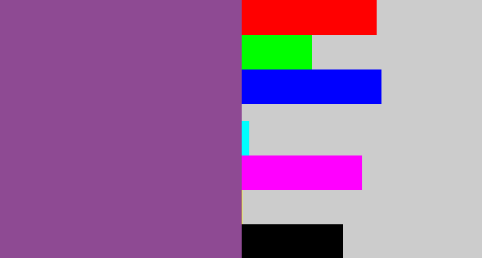 Hex color #8e4a93 - purplish