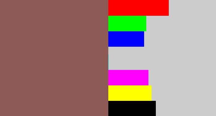 Hex color #8e5a55 - dark mauve