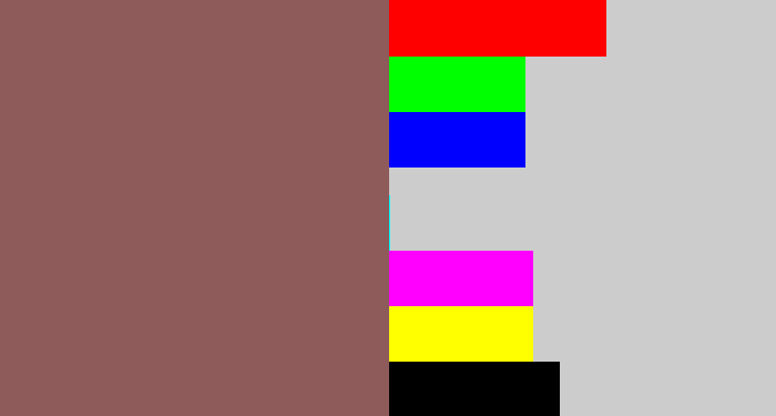 Hex color #8e5a5a - dark mauve