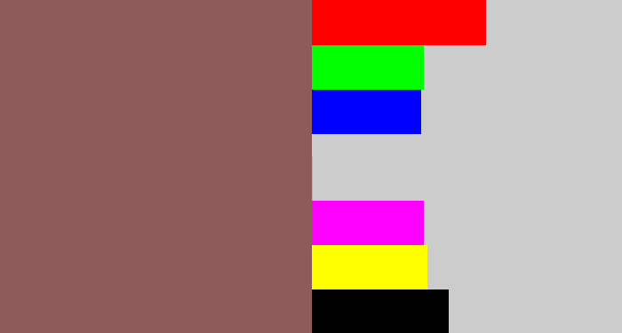 Hex color #8e5b5a - dark mauve