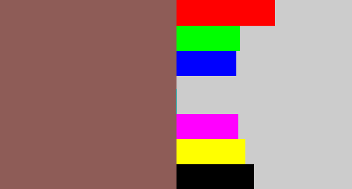 Hex color #8e5c57 - dark mauve