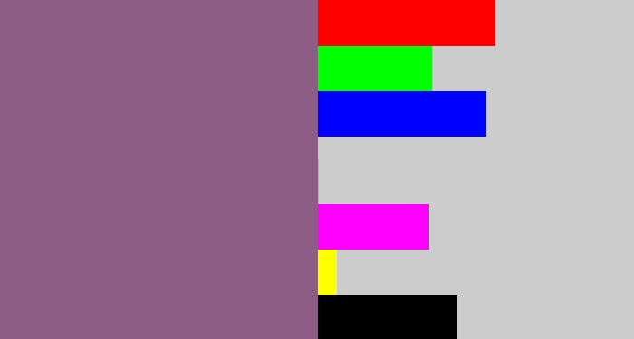 Hex color #8e5d86 - purplish