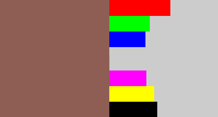 Hex color #8e5e54 - dark taupe