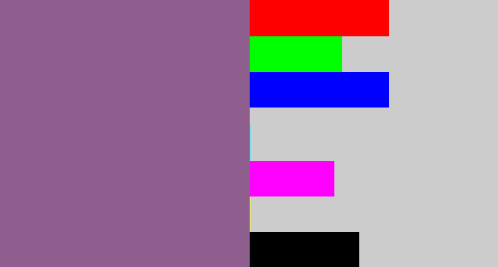 Hex color #8e5e8e - purplish