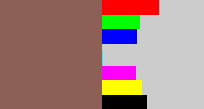 Hex color #8e5f56 - dark taupe