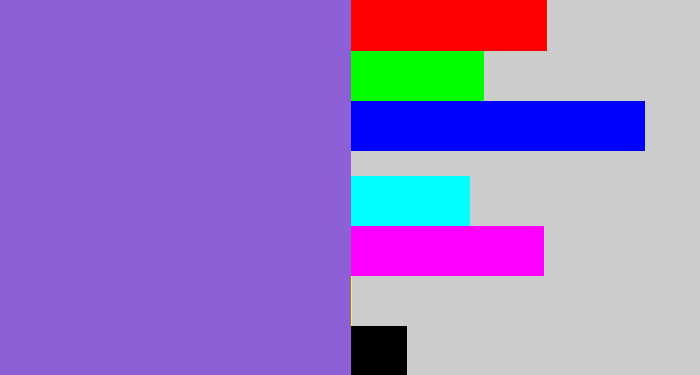 Hex color #8e60d7 - purpley