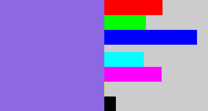 Hex color #8e67e4 - purpley