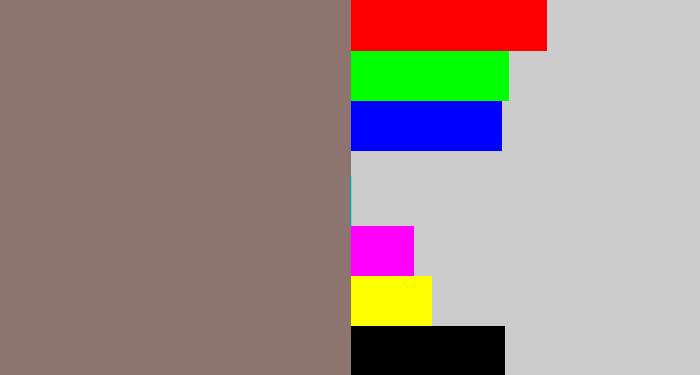 Hex color #8e746e - reddish grey