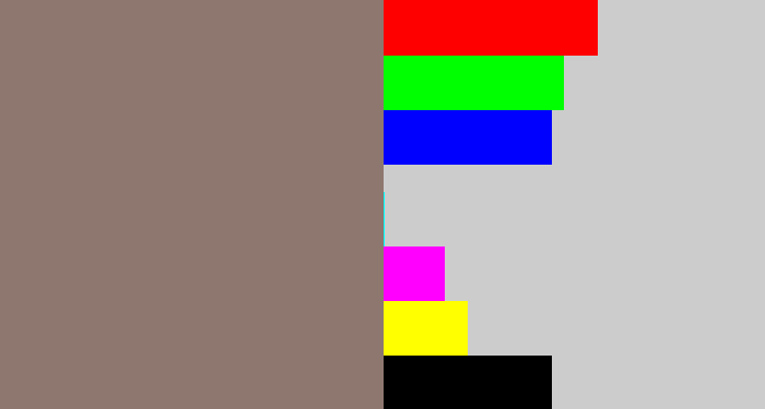 Hex color #8e776f - reddish grey