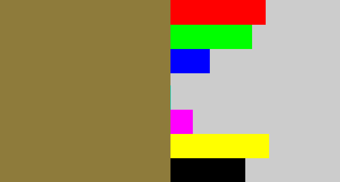 Hex color #8e7b3b - dirt