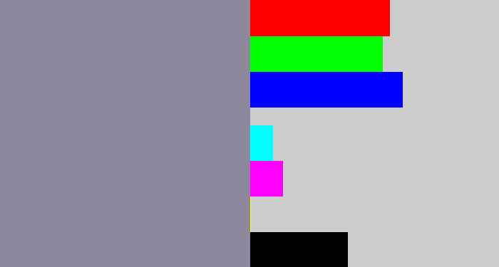 Hex color #8e889c - purpley grey