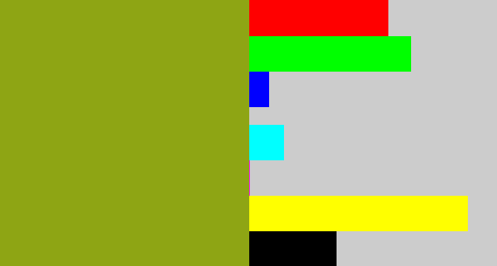 Hex color #8ea514 - pea green