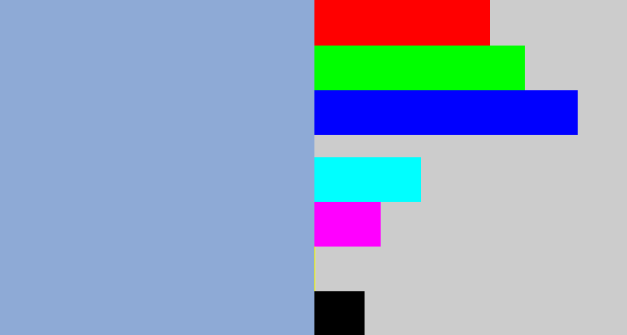 Hex color #8eaad6 - light grey blue